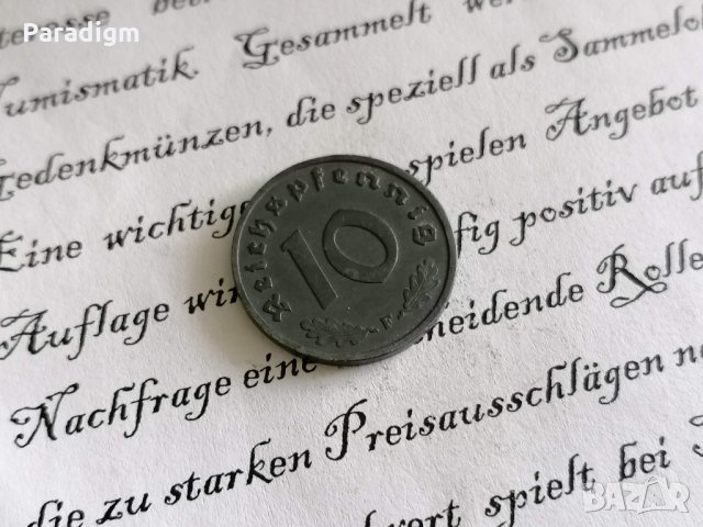 Райх монета - Германия - 10 пфенига | 1940г.; серия F, снимка 2 - Нумизматика и бонистика - 30213774