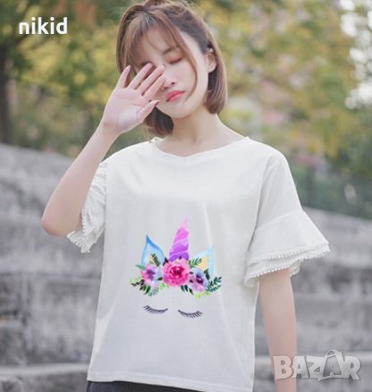 Unicorn Еднорог затворени очи щампа термо апликация картинка за дреха блуза, снимка 4 - Други - 25228236