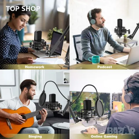 Комплект USB микрофон за поточно предаване YouTube запис подкаст 192kHz/24, снимка 5 - Микрофони - 49049699