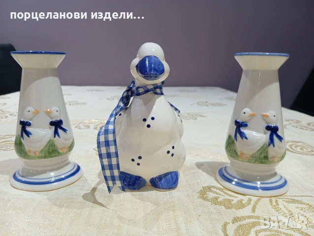 порцеланов прекрасен сет свещници с фигура на пате , снимка 4 - Колекции - 54010683