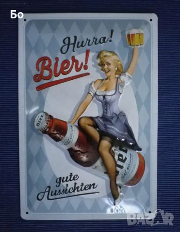 метална табела на реклама за бира, снимка 1