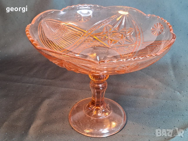 ретро стъклена фруктиера от цветно стъкло 34/3, снимка 2 - Аксесоари за кухня - 53932677