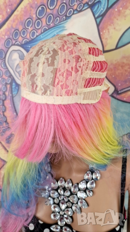 👑 💗Дълга Изумително Красива Дизайнерска Цвят Градиент Дъга Перука с Бретон КОД : 9177💗 👑 💋 , снимка 8 - Аксесоари за коса - 44652642