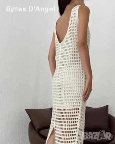 Дълга рокля мрежа с подплата в черен и бял цвят, снимка 3 - Рокли - 51118160