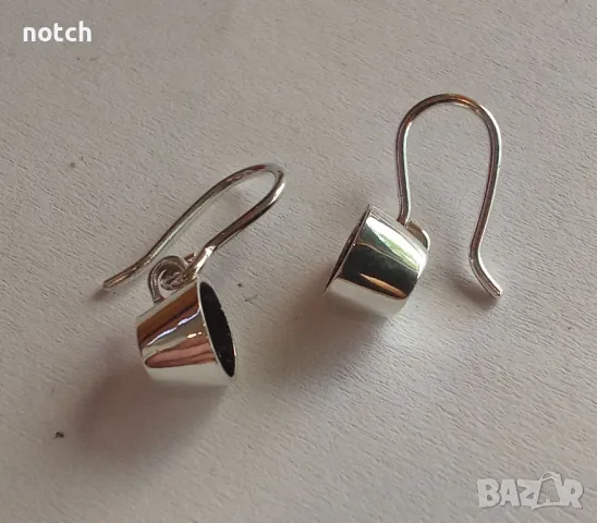 Сребърни обеци "чашки", снимка 5 - Обеци - 49770349