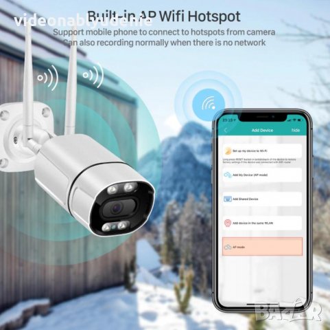 UltraHD 5MPx 4АRRAY Цветно Нощно Виждане IP66 Ударо/Водоуст. H.265X+ 2xWIFI IP Камера mSD Слот Аудио, снимка 7 - IP камери - 31408929