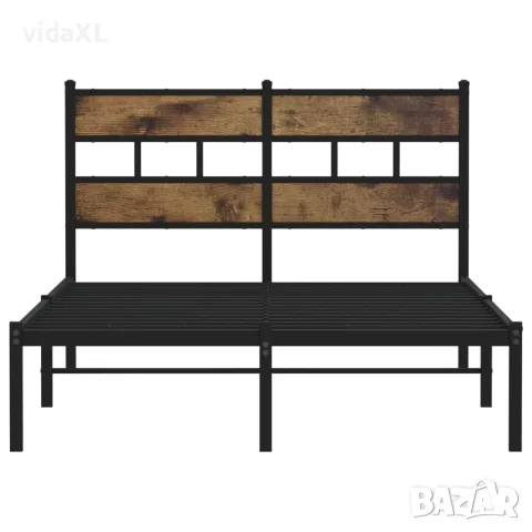 vidaXL Метална рамка за легло, без матрак, опушен дъб, 120x200 см, снимка 4 - Спални и легла - 56147487