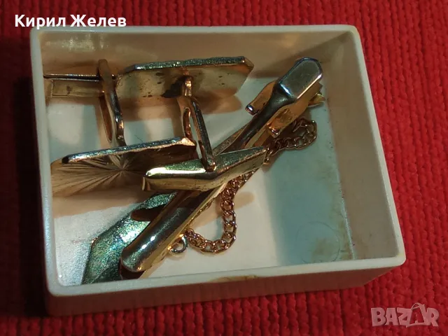 ЛУКСОЗЕН РЕТРО АРТ ПОЗЛАТЕН КОМПЛЕКТ БУТОНЕЛИ и ИГЛА за ВРАТОВРЪЗКА с КУТИЙКА 45658, снимка 10 - Антикварни и старинни предмети - 46800998