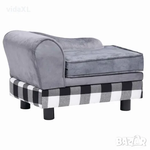vidaXL Кучешки диван, сив, 57x34x36 см, плюш