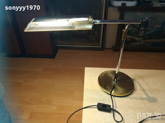 поръчана-gold & inox настолна масивна лампа-внос швеицария, снимка 7 - Настолни лампи - 30151609