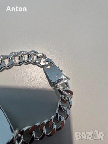 Сребърна гривна с плочка, снимка 4 - Гривни - 54245284