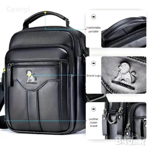 Американска, Класическа Мъжка бизнес чанта с дръжка•Премиум Естествена кожа!, снимка 7 - Чанти - 49293207