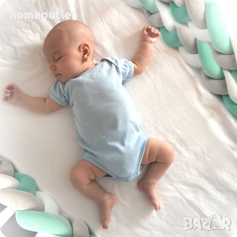 ПРОМОЦИЯ Протектор за бебешко легло, сиво и мента X0012NZCHN, снимка 3 - Други - 50793364