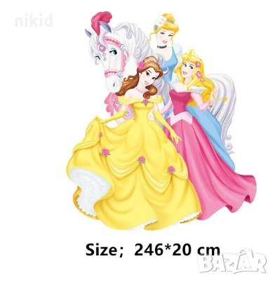 3 Принцеси Белл Пепеляшка Аврова Аурора и кон голяма термо щампа апликация картинка за дреха блуза 