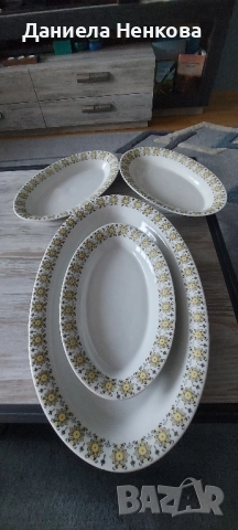 Комплект керамични овални чинии за сервиране , снимка 5 - Прибори за хранене, готвене и сервиране - 52409588