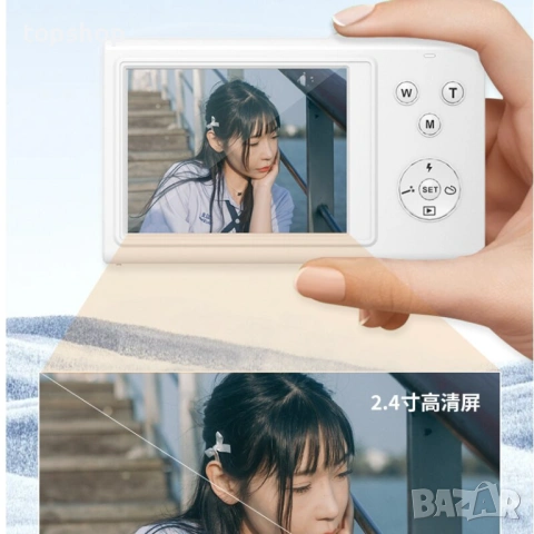 Ретро Дигитален Фотоапарат 4K Ultra HD – 68MP, Автофокус, Бял (Y2K Стил), снимка 6 - Фотоапарати - 53245999