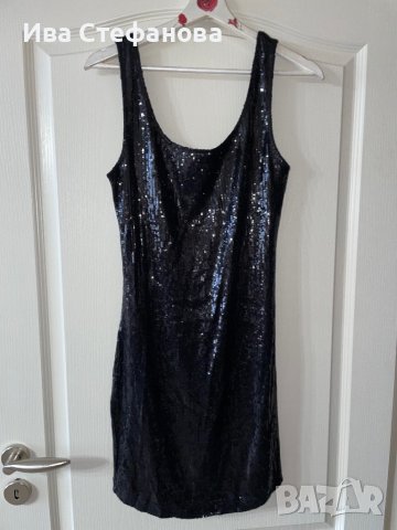 Разкошна нова черна къса  парти официална елегантна коктейлна рокля черни пайети , снимка 4 - Рокли - 42729956