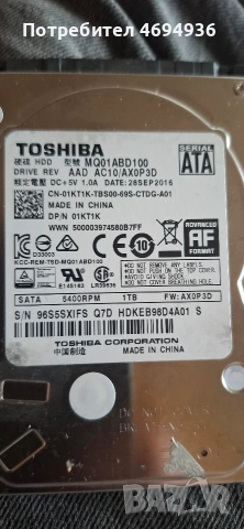 външен диск 1ТБ.на 333дни ползван на 100процента 