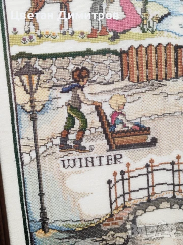 Винтидж холандски гоблен, ръчно изработен , снимка 9 - Гоблени - 51420057