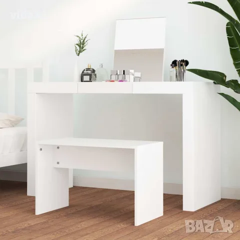 vidaXL Табуретка за тоалетка бяла 70x35x45 см инженерно дърво, снимка 3 - Тоалетки - 56147816