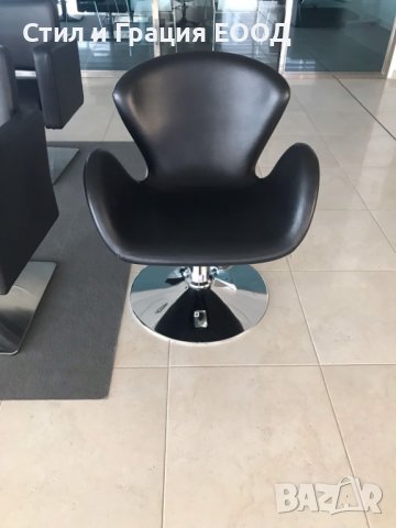 Фризьорски стол BOB ROUND - черна основа, снимка 3 - Фризьорски столове - 41668423