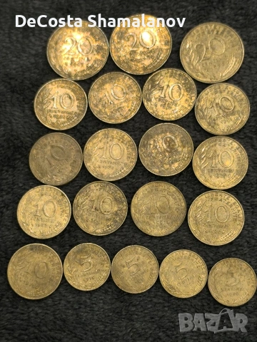 Стари френски монети 1966-2000г, снимка 2 - Нумизматика и бонистика - 53298205