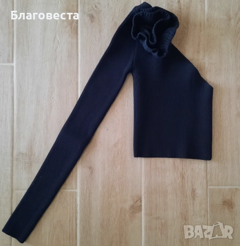 Къса блуза (топ) с роза на Alice Evis , снимка 3 - Блузи с дълъг ръкав и пуловери - 53995481