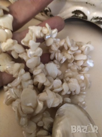 РЕТРО ОГЪРЛИЦА ЕСТЕСТВЕН СЕДЕФ И МИДЕНИ ЧЕРУПКИ НАМАЛЕНИЕ РЪЧНА ИЗРАБОТКА , снимка 3 - Колиета, медальони, синджири - 42798232