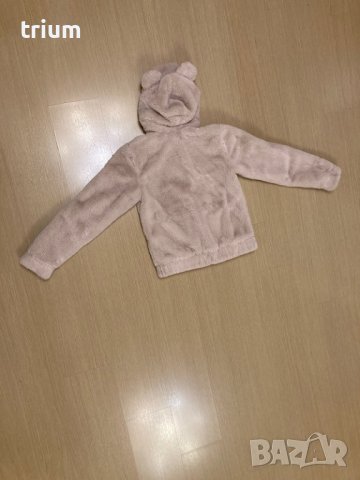 Яке от мъхеста материя с апликации на ушички H&M, 158-164см., 13-14г., снимка 4 - Детски якета и елеци - 38461436