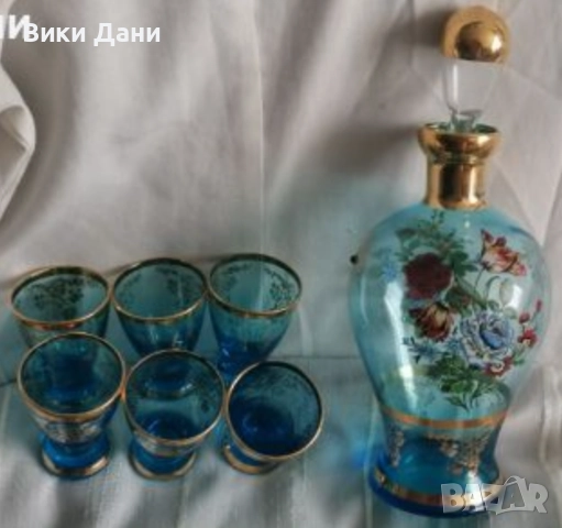 антики гравирани тънкостенки позлата кристал , снимка 7 - Антикварни и старинни предмети - 30401680