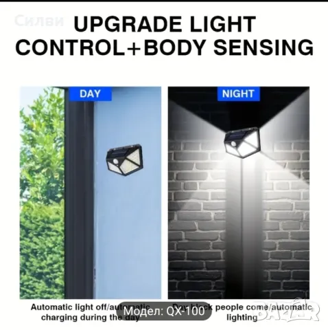 Соларна лед лампа крушка LED автоматично осветително тяло със слънчев панел, снимка 8 - Соларни лампи - 49299607