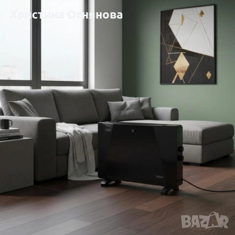 Конвекторен отоплител Rosberg – 2500W, 3 степени, защита от прегряване (бял или черен), снимка 5 - Отоплителни печки - 53019548