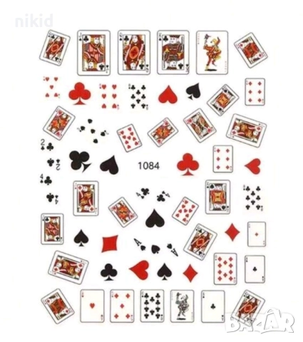 Покер карти карта татос слайдер ваденки водни стикери за нокти маникюр, снимка 3 - Други - 52045604