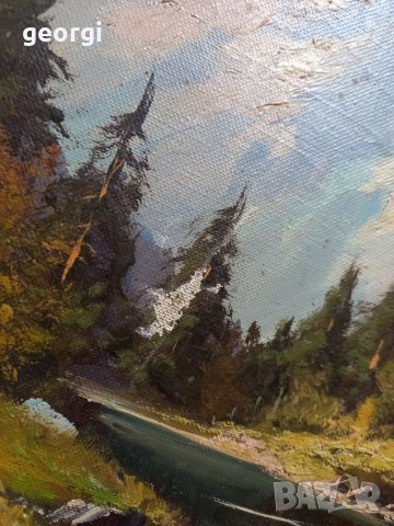 Стара картина пейзаж върху платно, снимка 13 - Картини - 40067799