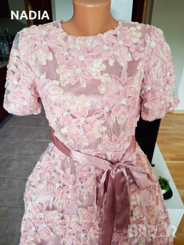 Рокля розов тюл и сатен, снимка 2 - Рокли - 54198116