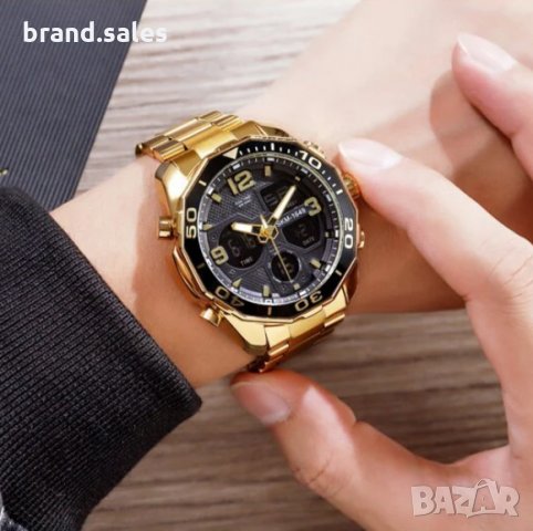 Елегантен мъжки часовник с двоен механизъм, снимка 9 - Мъжки - 30741456