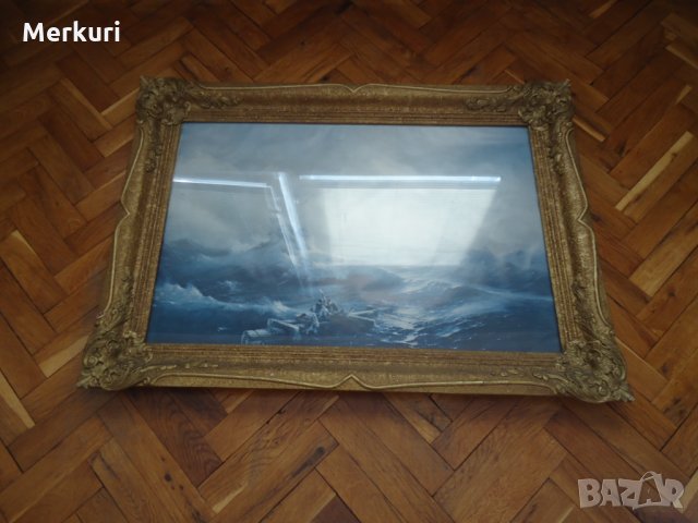 Красива литография ”Корабокрушение”, снимка 3 - Антикварни и старинни предмети - 34141078