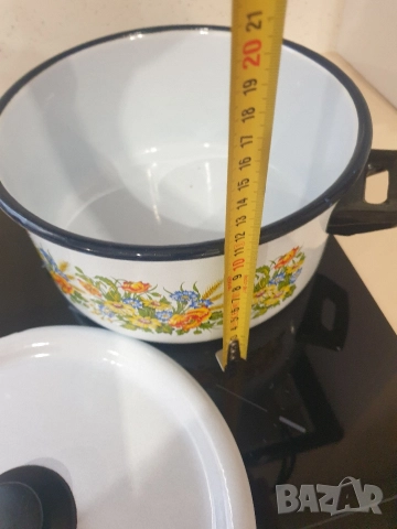 Стара емайлирана тенджера, снимка 2 - Съдове за готвене - 52678070