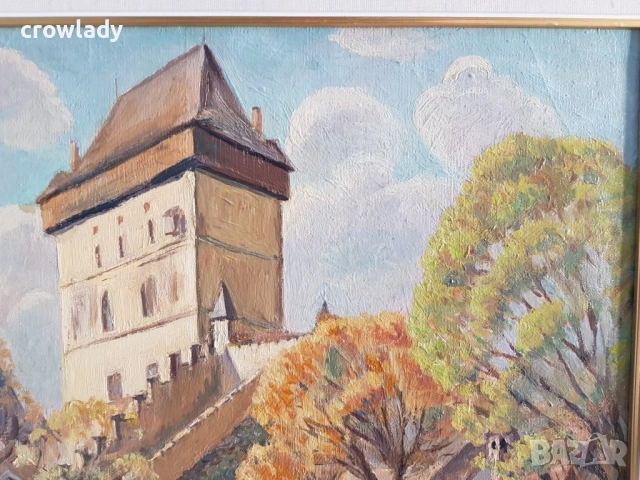 Йордан Филчев 1908 - 1968 Картина с маслени бои Замък 1965г., снимка 4 - Картини - 54296052