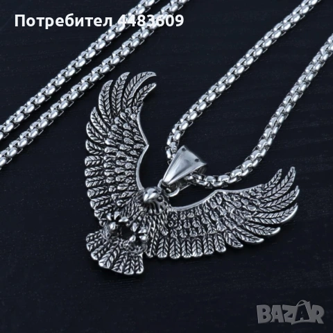 Масивно колие медальон " Гарван на Один " , снимка 2 - Колиета, медальони, синджири - 54071231