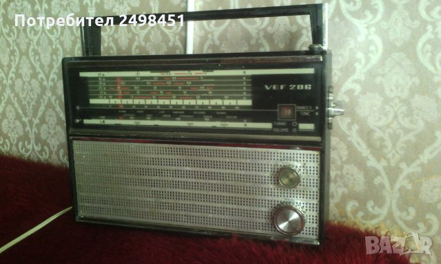 Ретро радиоприемник VEF 206, ВЕФ 206, антика. Работи. Запазен. с приставка за 220 волта., снимка 5 - Радиокасетофони, транзистори - 27476001