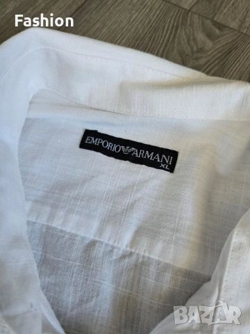 Жестока мъжка бяла ленена риза EMPORIO ARMANI., снимка 2 - Ризи - 53161680