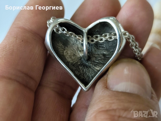 Сребърно колие с медальон сърце Avon 925, снимка 3 - Колиета, медальони, синджири - 52719271