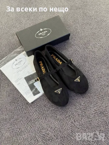 Prada Луксозни Велурени Дамски Обувки Тип Мери Джейн С Каишка И Емблематично Лого-3 Цв. Код SEM-828, снимка 3 - Дамски ежедневни обувки - 56130988