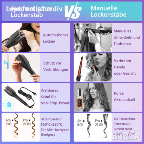 Автоматична маша за къдрици BUJIYI Curling Iron,Гаранция, снимка 6 - Маши за коса - 53251272