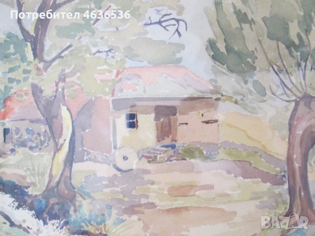 Стара картина -акварел, подпис ,34х25см., снимка 5 - Картини - 53382157