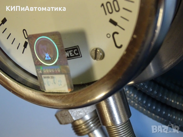 биметален термометър с капилярен датчик(сонда) WEC 3098/4 Ф100mm, 0/+100°C, снимка 3 - Резервни части за машини - 54205381