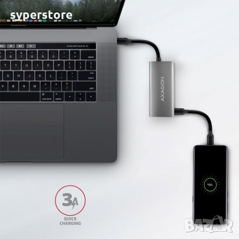 USB Хъб Type C USB3.2 Axagon HMC-4G2 - 2 USB Type C Порта и 2 USB3.0/2.0 Метален Разклонител, снимка 4 - Кабели и адаптери - 31895469