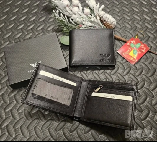 мъжки ръчно изработени портмонета от естествена кожа hugo boss emporio armani , снимка 4 - Портфейли, портмонета - 51091269