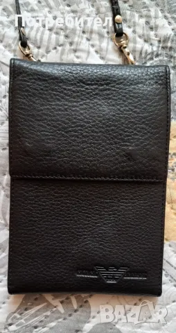 Продавам нова оригинална мъжка чанта портфейл и картхолдер Giorgio Armani от естествена кожа.